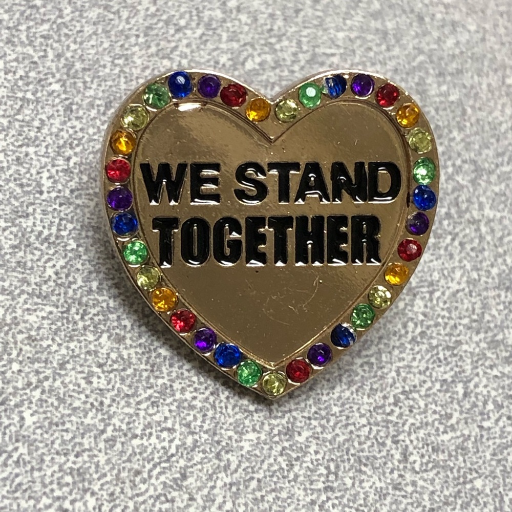 🌈 2/$15 PRIDE Heart We Stand Together Pin
